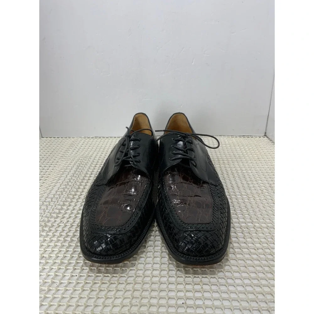 Mezlan‎ Genuine Crocodile Leather Oxford Dress Shoes Mens Size 8 Black EUC